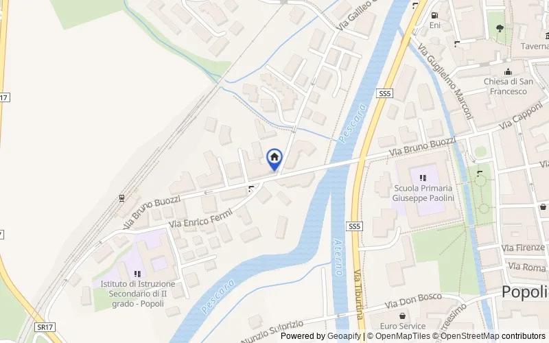 Mappa della zona: Via Bruno Buozzi, 12, 65026 Popoli PE, Italia, Popoli, Pescara