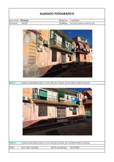 Piena ed intera proprietà di immobile in Napoli 80144, al Vicoletto detto Improta n. 25 consistente in un locale deposito, ubicato al piano seminterrato della  superficie netta pari a circa mq 120, composto da ingresso, piccolo ambiente adiacente l’ingresso, ampio ambiente principale, n. 2 bagni; ripostiglio e disimpegni.