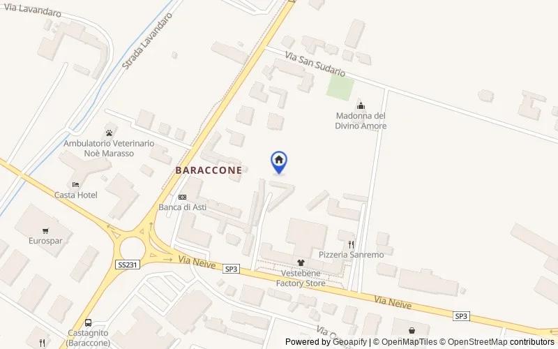 Mappa della zona: Località Baraccone, Castagnito, Cuneo