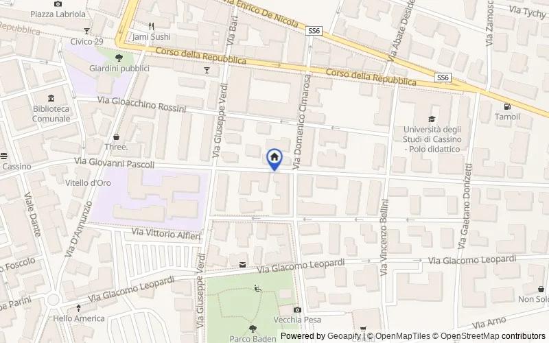 Mappa della zona: Via G. Pascoli, 70, 03043 Cassino FR, Italia, 03043, Cassino, Frosinone