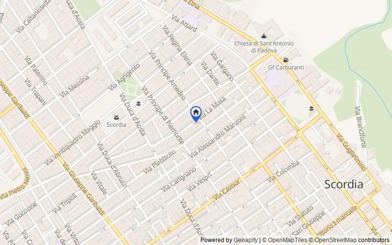 区域地图：Via Principe Amedeo 106, 95048, Scordia, Catania