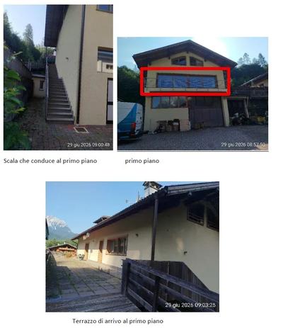 Si tratta di un primo piano interamente dedicato a laboratorio artigianale-uffici, cui si accede da una scala posta sul lato nord-est costituita da alzata e pedate in porfido, che porta ad un ampio terrazzo pavimentato. 