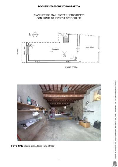 Fabbricato di corte ad uso magazzino (ex cascina) e terreno sito a Lucca (LU), Via Vecchia Pisana 2394, frazione S. Angelo in Campo, della superficie commerciale di 173,04 mq. Il fabbricato ad uso magazzino è elevato a tre piani fuori terra finale di una schiera di corte, corredato da resede esclusiva posta in aderenza al fabbricato sui lati nord e sud e da un piccolo appezzamento di terreno di natura pianeggiante, ubicato in posizione poco discostata dal fabbricato della superficie catastale di mq. 560. 