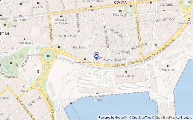 Mappa della zona: Via del Vecchio Bastione, 14, 95131 Catania CT, Italia, 95129, Catania, Catania