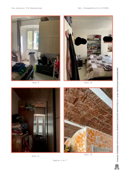 Immobile composto da vani catastali 5: piccolo ingresso, cucina, due camere con disimpegno comune, un ripostiglio e un bagno. La superficie lorda comprensiva dei muri perimetrali e dei muri di confine fino alla mezzeria calcolata è di 81,00 mq.