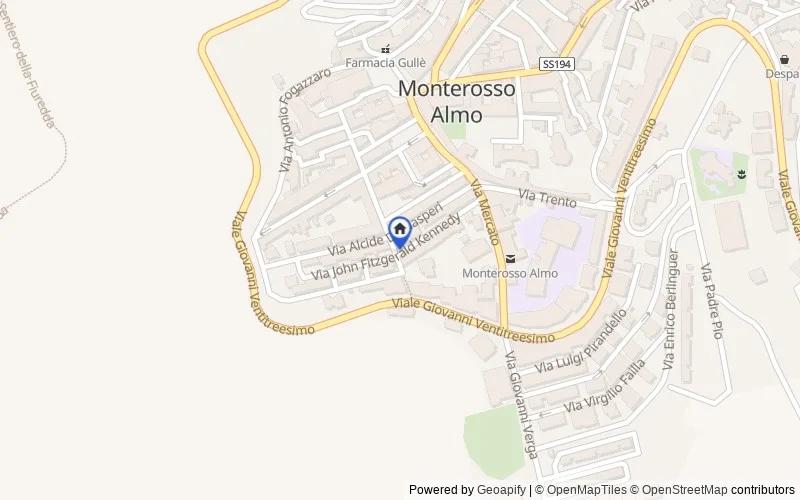 Mappa della zona: Via VIA KENNEDY 32, 97010, Monterosso Almo, Ragusa