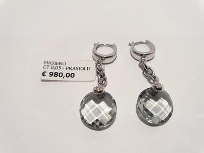 (Lotto n.1749) un paio di orecchini in oro bianco 18 kt a pendente con...