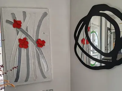 QUADRO, N.3 FIORI ROSSI E SPECCHIO - LOTTO 31