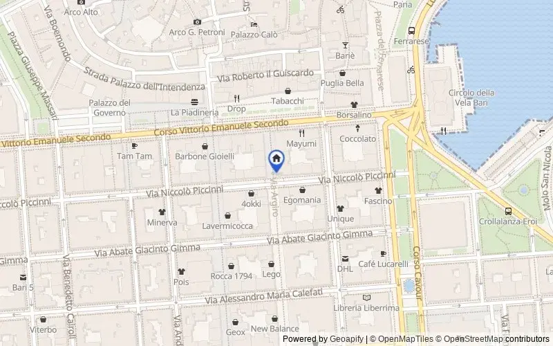 Mapa de la zona: Via Argiro, 18, 70122 Bari BA, Italia, Bari, Bari