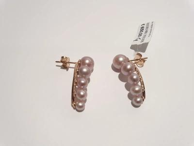 (Lotto n.1744) un paio di orecchini in oro rosa 18 kt con 5 perle coltivate...