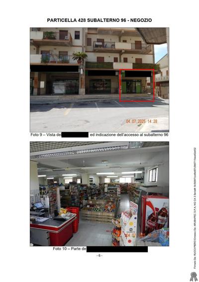 Locale commerciale per la quota di 1/1 di piena proprietà della superficie utile di mq. 108,70, sito al piano terra di forma pressoché rettangolare avente altezza di m. 3,50, con accesso pedonale e vetrata da corte esclusiva di mq. 36,17