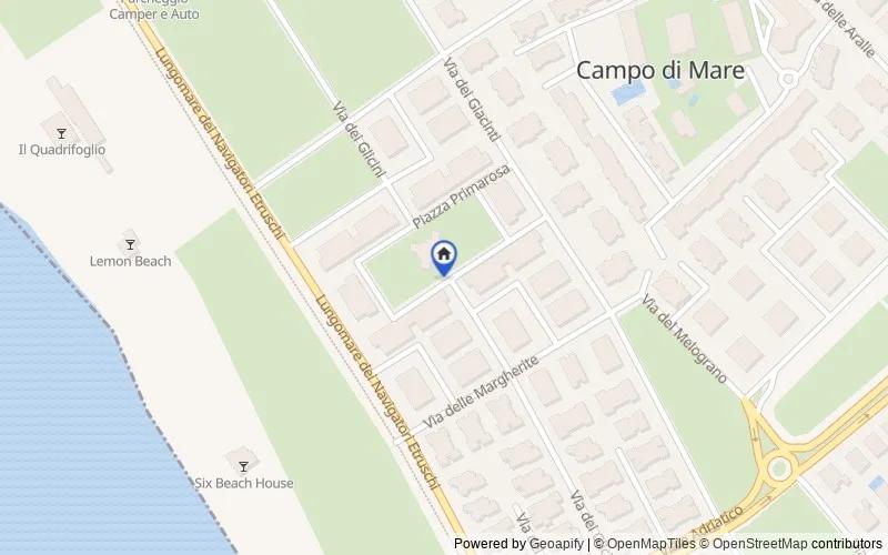 Karte der Umgebung: Piazza Prima Rosa, 00052 Marina di Cerveteri RM, Italia, Cerveteri, Roma