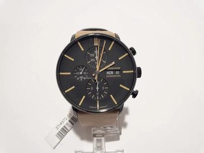 (Lotto n.1734) un orologio marca Junghans chronoscope con cinturino in pelle...