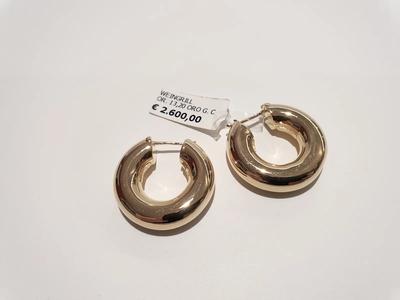 (Lotto n.1777) un paio di orecchini a cerchio Weingrill in oro giallo 18 kt gr. 13,13