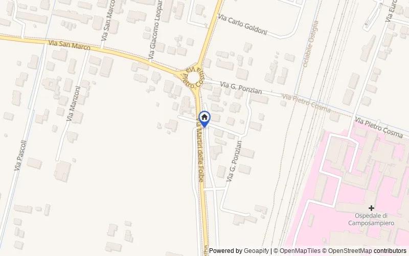 Mapa de la zona: Via Ponziani, 2, 35012 Camposampiero PD, Italia, 35012, Camposampiero, Padova