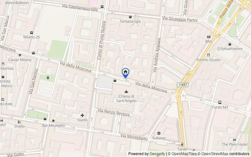 Carte du secteur : Via della Moscova, 18, 20121 Milano MI, Italia, 20121, Milano, Milano