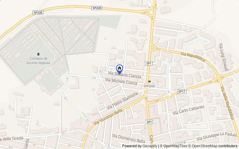 Map of the area: Via Ciancio Stefano, 26, 70025 Grumo Appula BA, Italia, Grumo Appula, Bari
