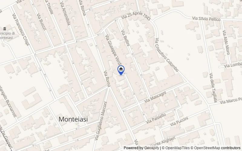 Karte der Umgebung: Via G. Verdi, 47, 74020 Monteiasi TA, Italia, Monteiasi, Taranto