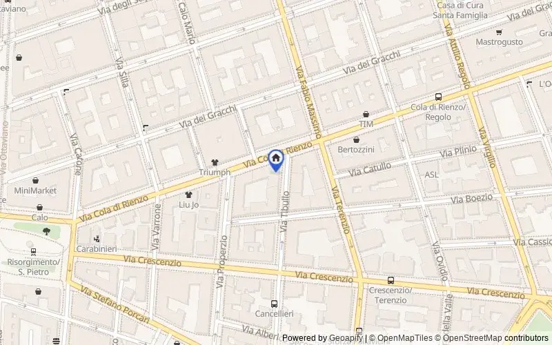 Map of the area: Via Tibullo, 10, 00193 Roma RM, Italia, Roma, Roma