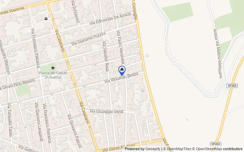 Mappa della zona: Via Vincenzo Bellini, 10, 73040 Melissano LE, Italia, Melissano, Lecce