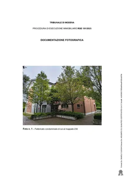 Quota di 1/1 della piena proprietà di: appartamento al piano primo, cantina al piano terra e autorimessa in corpo separato al pianterreno in Carpi (MO), località Fossoli, alla Via del Tiglio nn. 26-24/D