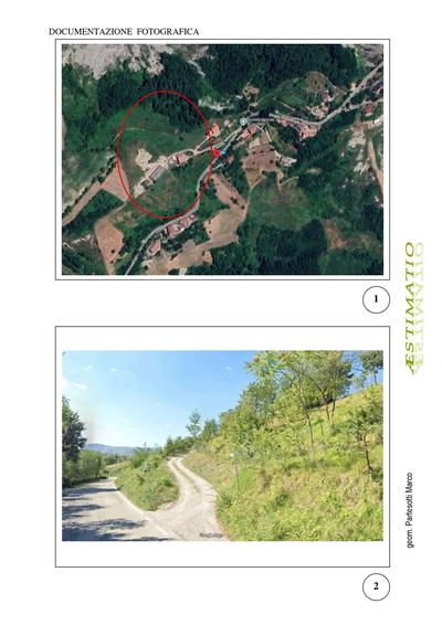 Piena ed esclusiva proprietà del compendio immobiliare costituito dal nucleo di fabbricati rurali (in condizioni non abitabili ed in parte crollati) con tettoia di collegamento, finitimo capannone anch’esso rurale e circostante podere incolto con porzione di bosco spontaneo non governato