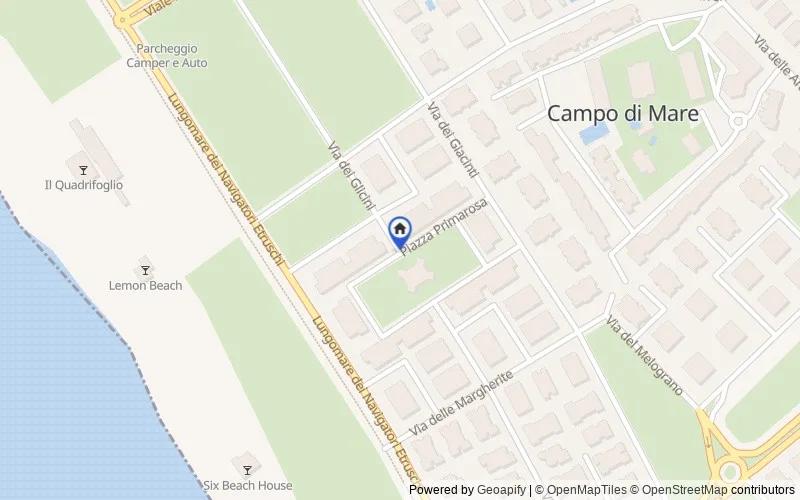 Mappa della zona: Piazza Prima Rosa, 00052 Marina di Cerveteri RM, Italia, 00052, Cerveteri, Roma