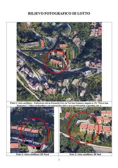 Piena ed intera proprietà di villino unifamiliare per civile abitazione sito in Pozzuoli (NA) alla Via San Gennaro Agnano n.29, “Parco San Domenica”, piani T-1, contraddistinto dal numero interno 4, con annessa area scoperta a giardino al piano terra e box auto al piano S1.