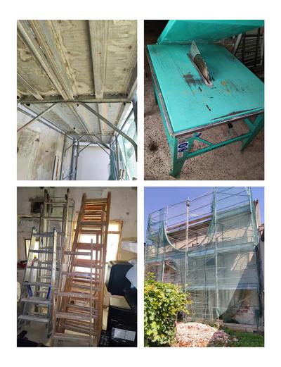MQ 60 DI PONTEGGIO MARCA COMIPONT, BANCHI SEGA, SCALE, ARREDO PER UFFICIO, PLOTTER CANON, CASSONI E STUFA A PELLET