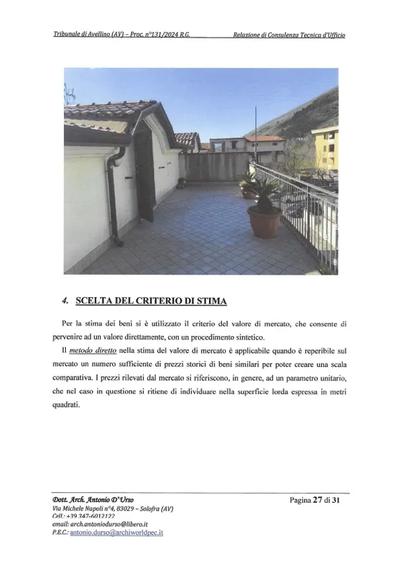 Lotto unico composto da abitazione di tipo civile con annessa autorimessa sita in Quadrelle (AV), alla Via Don Luigi Sturzo. L’abitazione, disposta su quattro livelli collegati da scala interna. L’immobile si presenta in buono stato manutentivo, con finiture di livello medio e impianto di riscaldamento autonomo. L’abitazione risulta urbanisticamente e catastalmente conforme, mentre l’autorimessa presenta difformità interne sanabili. Bene attualmente occupato.
