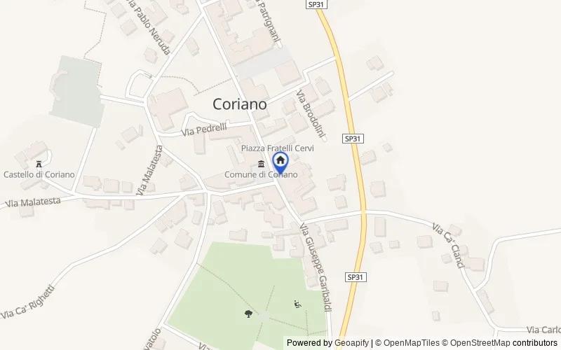 Mapa de la zona: frazione Mulazzano- Via Selve, Coriano, Rimini