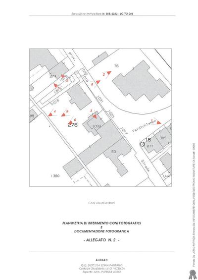 LOTTO n. 3: Piena proprietà per la quota di 1/1 su unità al piano primo, inserita in palazzina sita a Chiampo (VI) in Via Bruno Dal Maso nn. 58-60-62 e Via Trento n. 1.