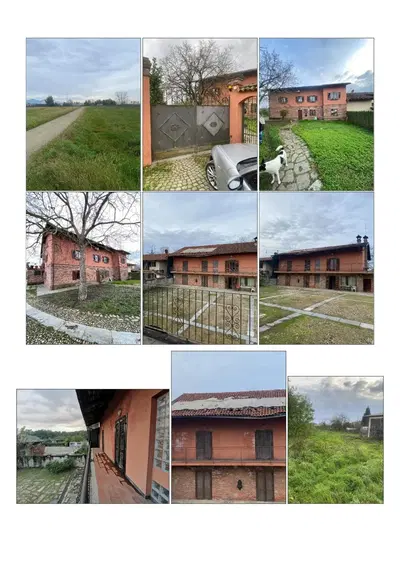 Nel fabbricato indipendente su tre lati:al piano terreno: ingresso, soggiorno con cucina, due camere, ripostiglio, due bagni e centrale termica;al piano primo: soggiorno con angolo cottura, tre camere, disimpegno ripostiglio e bagno;al piano secondo: locali sottotetto non abitabili;al piano interrato: locali cantina;Nell’area di corte:basso fabbricato a un piano fuori terra composto da: box auto, tettoia chiusa e magazzino con servizio;tettoia agricola chiusa composta da un unico vano.