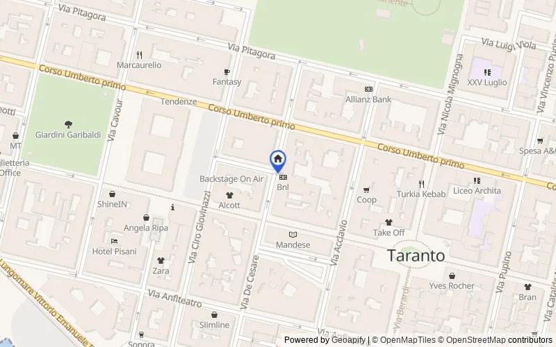 Mappa della zona: Via Giuseppe de Cesare, 19, 74123 Taranto TA, Italia, Taranto, Taranto