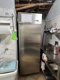 Frigorifero mono anta in acciaio con tre rapini interni,...