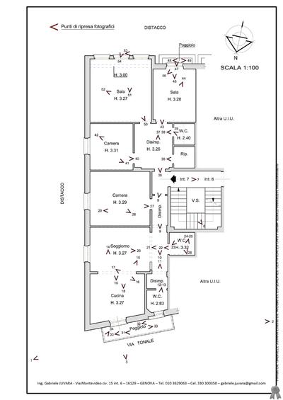 Piena proprietà per l'intero (1/1) dell’appartamento ad uso abitativo ubicato in Genova, Via Tonale n. 29, interno 7, piano terzo, nel quartiere di Cornigliano.L’unità immobiliare si sviluppa su un unico livello, con accesso dal vano scala condominiale ed esposizione su tre lati (Nord, Est e Sud), ed è caratterizzata da distribuzione interna di tipo tradizionale (soggiorno, cucina, camere, disimpegno e servizi), oltre a due balconi scoperti; la superficie commerciale è pari a circa mq 145,28.