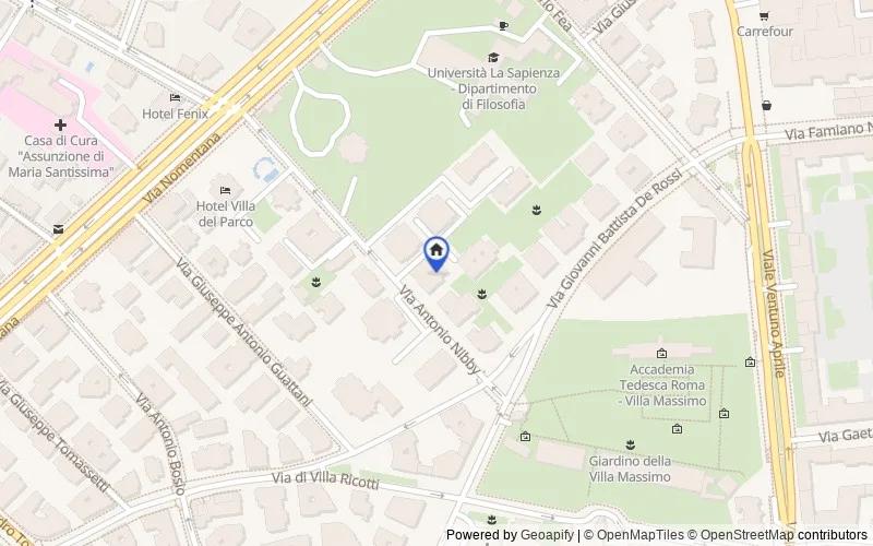 Mappa della zona: Via Antonio Nibby, 7, 00161 Roma RM, Italia, Roma, Roma