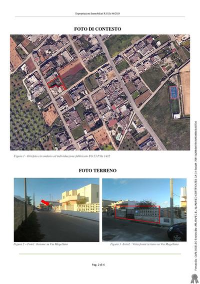 Terreno edificabile sito in TORCHIAROLO, alla Via Magellano 14, della superficie commerciale di 697,00 mg per la quota di 1/1 di diritto di piena proprietà.In posizione periferica, a sud del centro abitato, ricade in zona dalle spiccate caratteristiche residenziali; il terreno, i cui confini sono ben definiti da recinzione in blocchi ha accesso da due strade del reticolo residenziale, con un fronte di circa 11,50ml su via Magellano ed un ingresso minore di circa 5ml su via Delle Tre Caravelle.