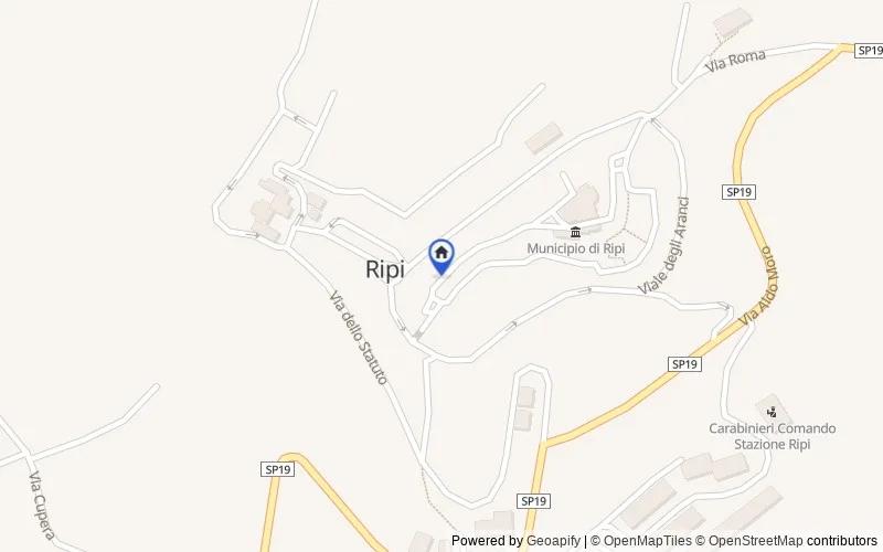 Carte du secteur : VIA RUA DEI CAVALIERI 12, 03027, Ripi, Frosinone