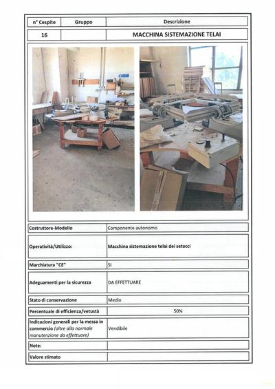 Macchina sistemazione telai dei setacci.