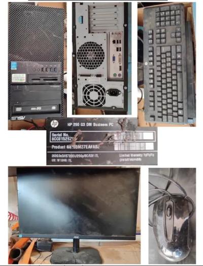 nr. 1 hardwere marca ASUS, monitor AOC e tastiera hp con mouse, DVR Safire.