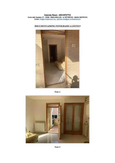 piena proprietà di in appartamento posto nel Comune di Montepulciano (SI), nella tranquilla frazione di Sant'Albino, in via delle Betulle n. 32, oltre ad una autorimessa. Di forma compatta e abbastanza regolare il fabbricato presenta  una struttura portante in cemento armato intervallato da una finitura in mattoncini faccia vista. Dati catastali e valutazione in perizia di stima.