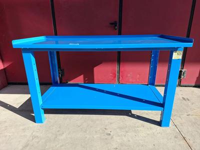 Banco da lavoro in metallo di colore blu misure 150cm x 70cm x H 90cm