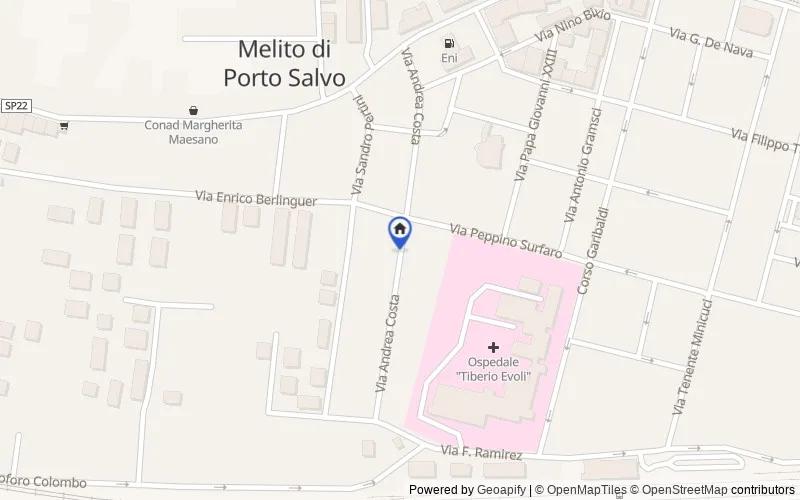Mappa della zona: MELITO DI PORTO SALVO, Via Andrea Costa, 89063, Melito di Porto Salvo, Reggio di Calabria
