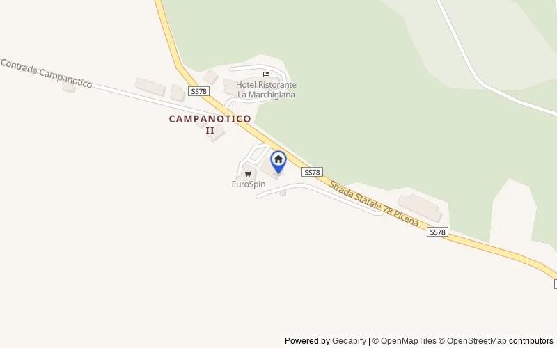 Mappa della zona: Contrada Campanotico, 232, 62028 Campanotico II MC, Italia, 62028, Sarnano, Macerata