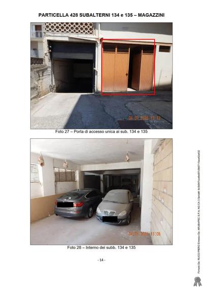 A) Magazzino per la quota di 1/1 di piena proprietà della superficie utile di mq. 91,50, sito al piano terra.B) Magazzino per la quota di 1/1 di piena proprietà della superficie utile di mq. 82,35 sito al piano terra
