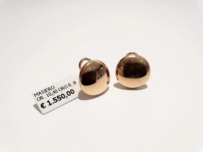 (Lotto n.1759) un paio di orecchini a bottone in oro rosa e bianco 18 kt gr. 10,40