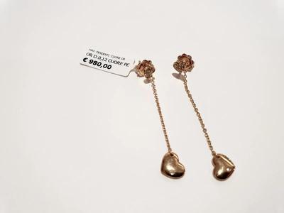 (Lotto n.1761) un paio di orecchini a pendente in oro rosa 18 kt con...