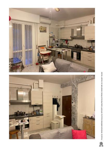 Appartamento al piano rialzato, composto da locale ingresso/soggiorno/cottura, due camere, bagno e balcone con annesso vano di cantina