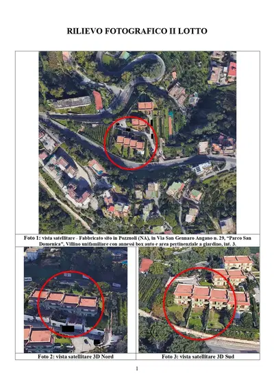 Piena ed intera proprietà di villino unifamiliare per civile abitazione sito in Pozzuoli (NA) alla Via San Gennaro Agnano n.29, “Parco San Domenica”, piani T-1, contraddistinto dal numero interno 3, con annessa area scoperta a giardino al piano terra e box auto al piano S1.